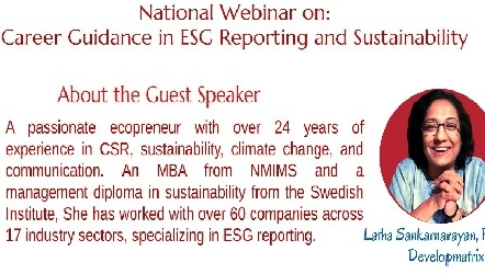 Webinar on Careers in ESG Reporting and Sustainability
